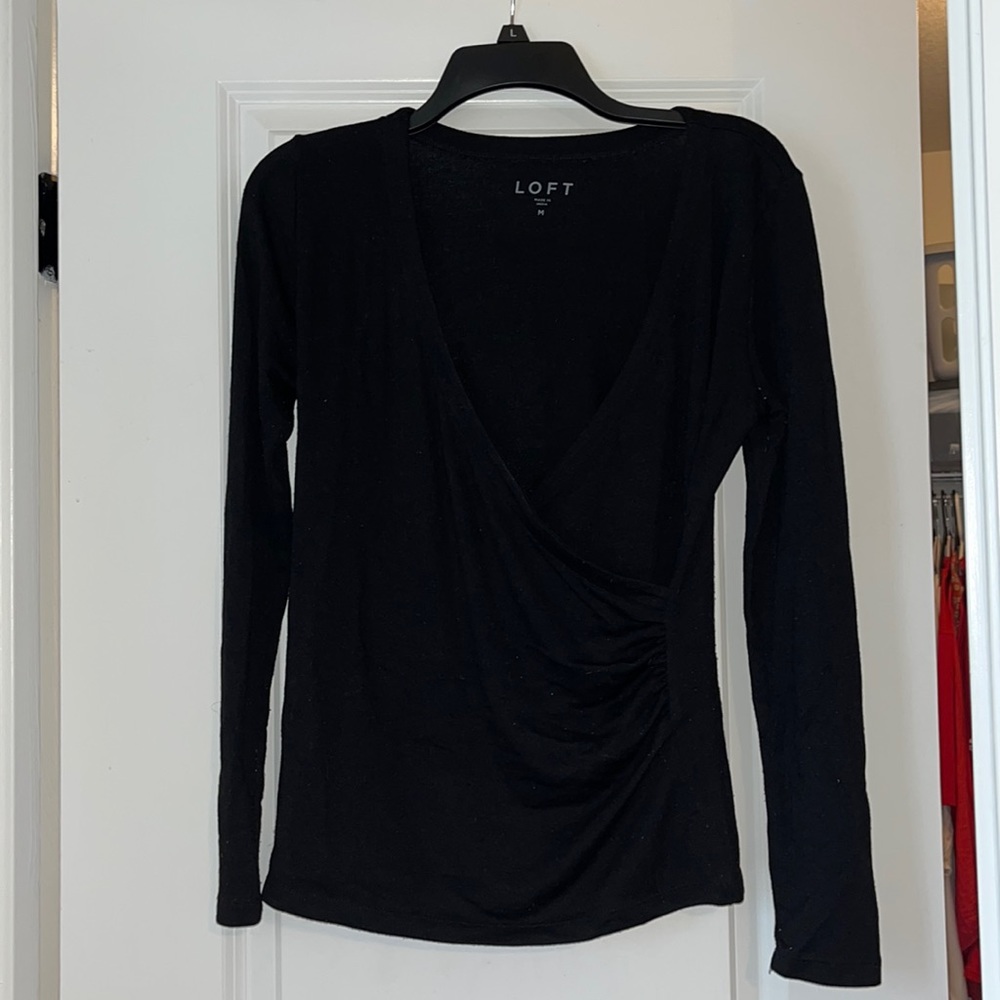 Black V-Neck Loft Blouse